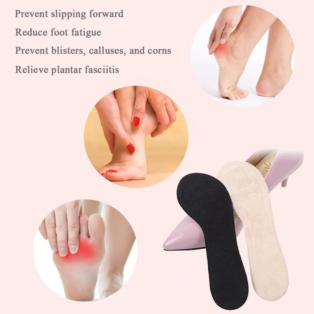 ¾ Adhesive High Heel Cushion Inserts Women, Gel Cushioning Insoles Prevent Slipping, Silicone Cushion Shoe Insoles Pain Relief, Arch Support Shoe Inserts (2 Velvety Cushion)