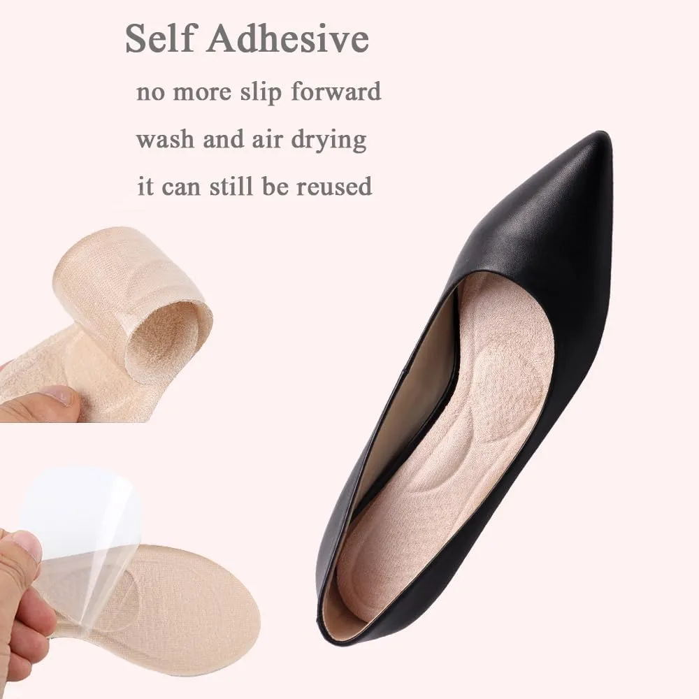 ¾ Adhesive High Heel Cushion Inserts Women, Gel Cushioning Insoles Prevent Slipping, Silicone Cushion Shoe Insoles Pain Relief, Arch Support Shoe Inserts (2 Velvety Cushion)
