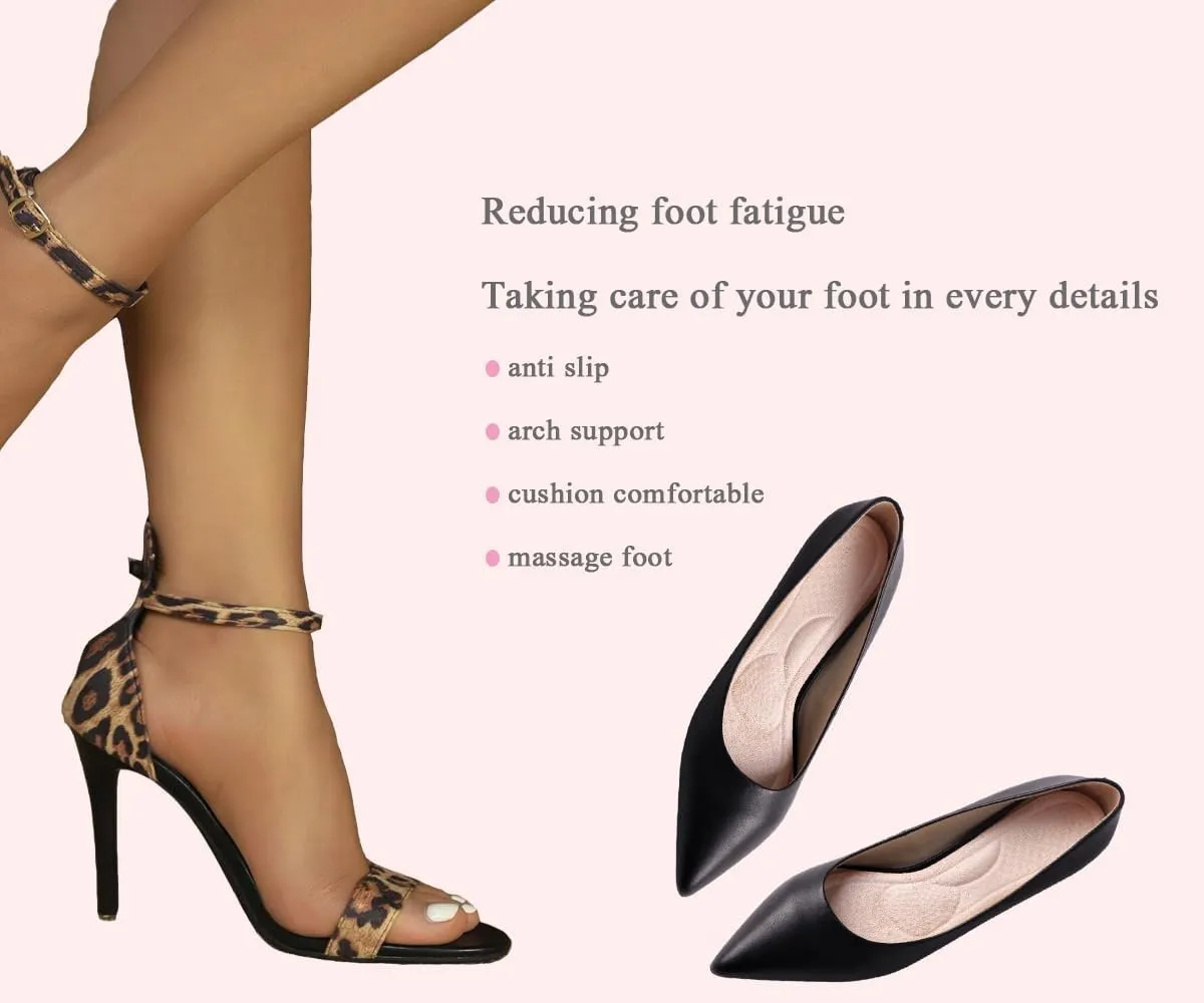 ¾ Adhesive High Heel Cushion Inserts Women, Gel Cushioning Insoles Prevent Slipping, Silicone Cushion Shoe Insoles Pain Relief, Arch Support Shoe Inserts (2 Velvety Cushion)