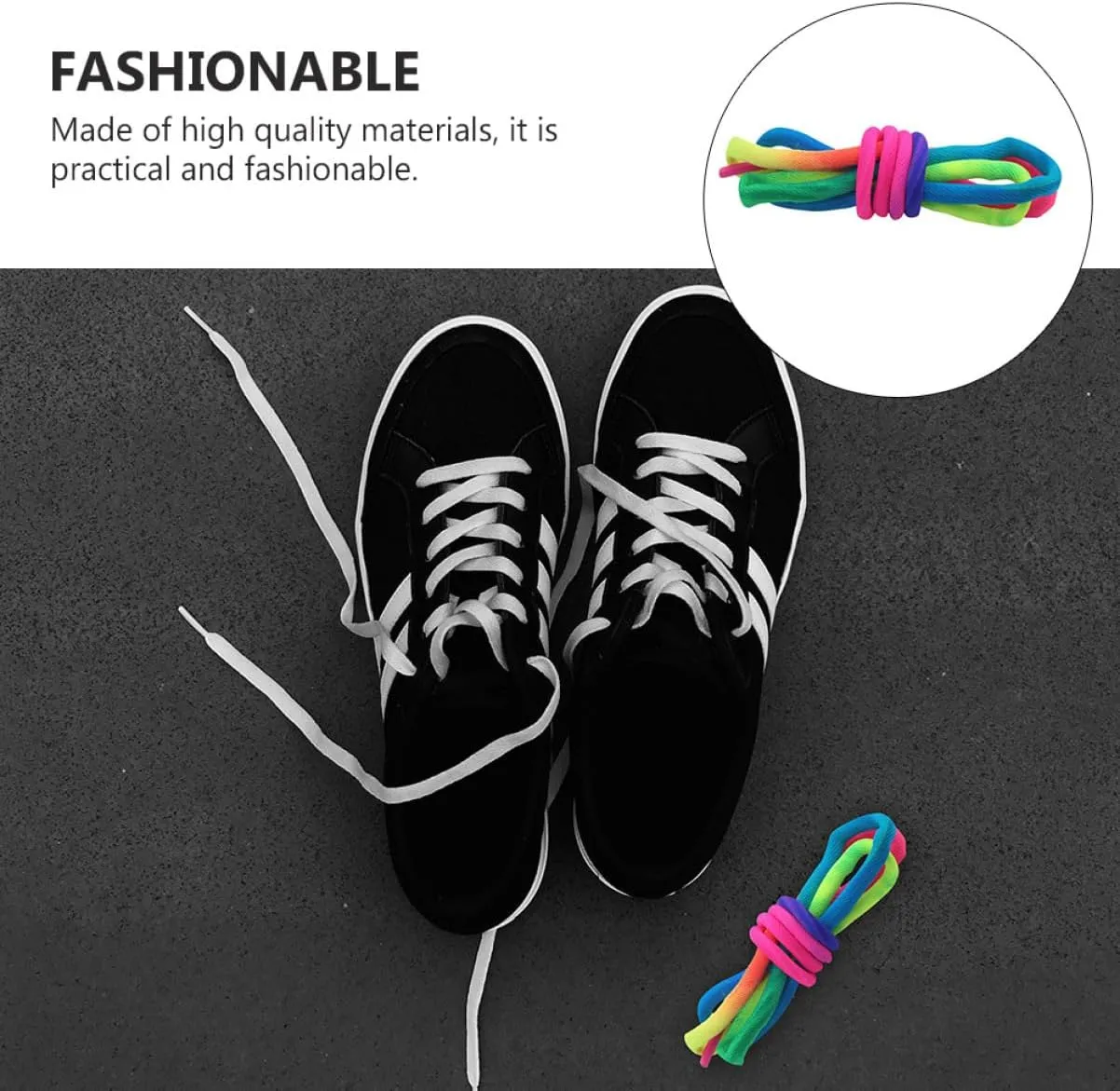 1 Pair Rainbow Laces Round Sneakers Shoelaces Elastic Laces Shoelaces for Boots Fashion Laces for