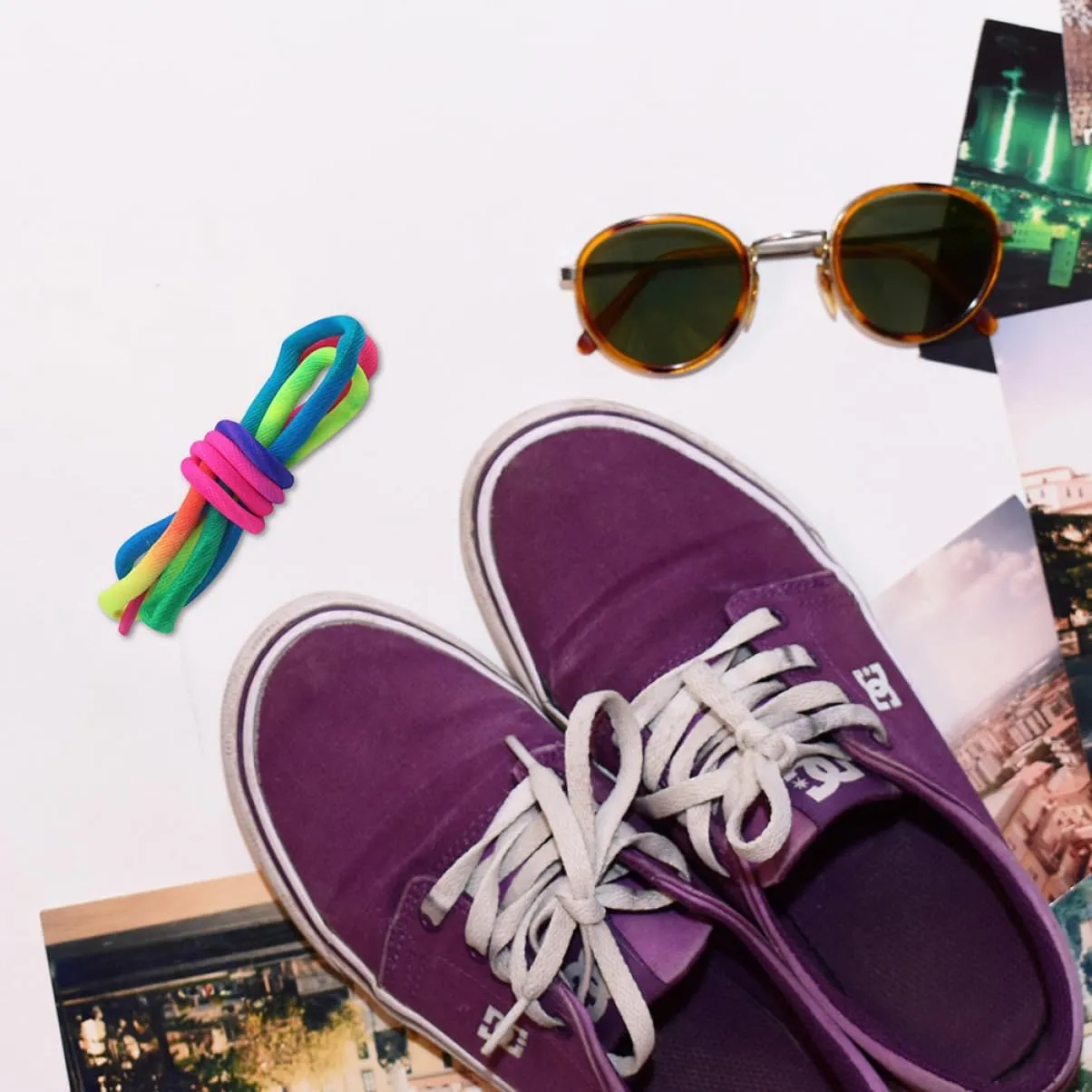 1 Pair Rainbow Laces Round Sneakers Shoelaces Elastic Laces Shoelaces for Boots Fashion Laces for