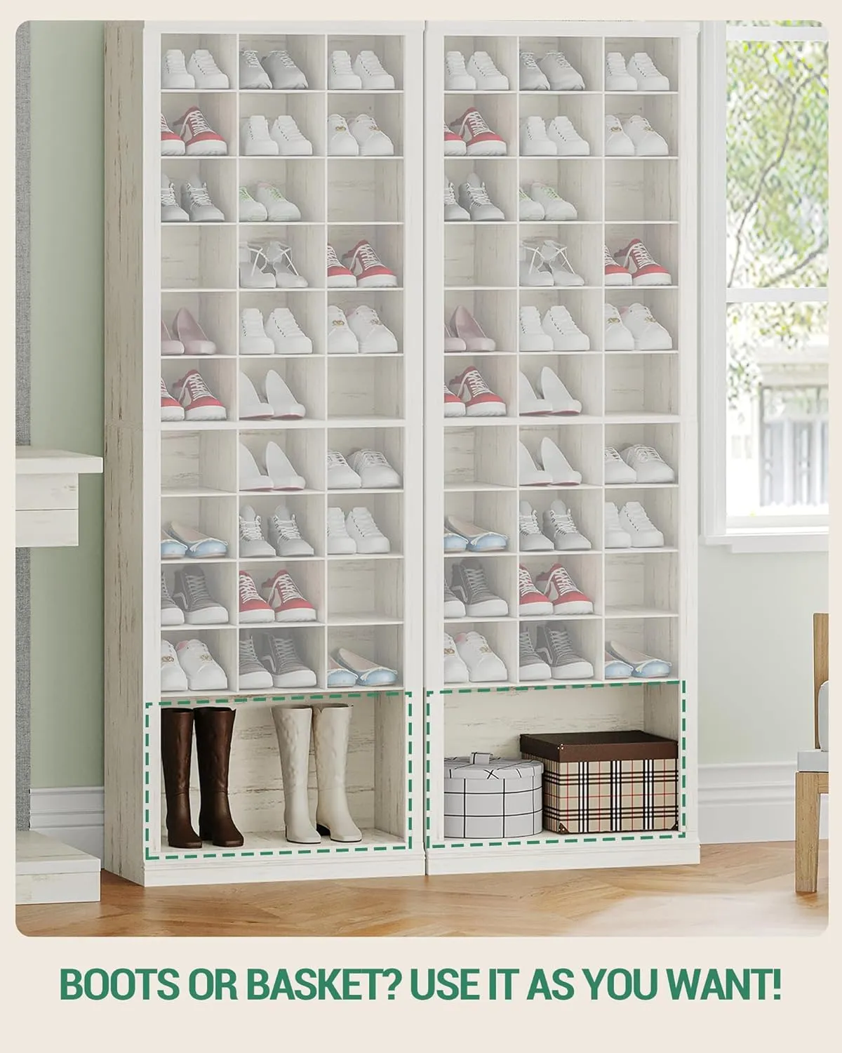 11-Tier Shoe Storage Cabinet, Free Standing Closet Organizers and Storage with 31 Open Cubbie, Space Saving Shoe Rack for Entryway, Bedroom, Rustic White SR02014X
