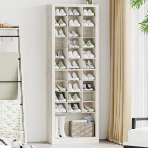 11-Tier Shoe Storage Cabinet, Free Standing Closet Organizers and Storage with 31 Open Cubbie, Space Saving Shoe Rack for Entryway, Bedroom, Rustic White SR02014X