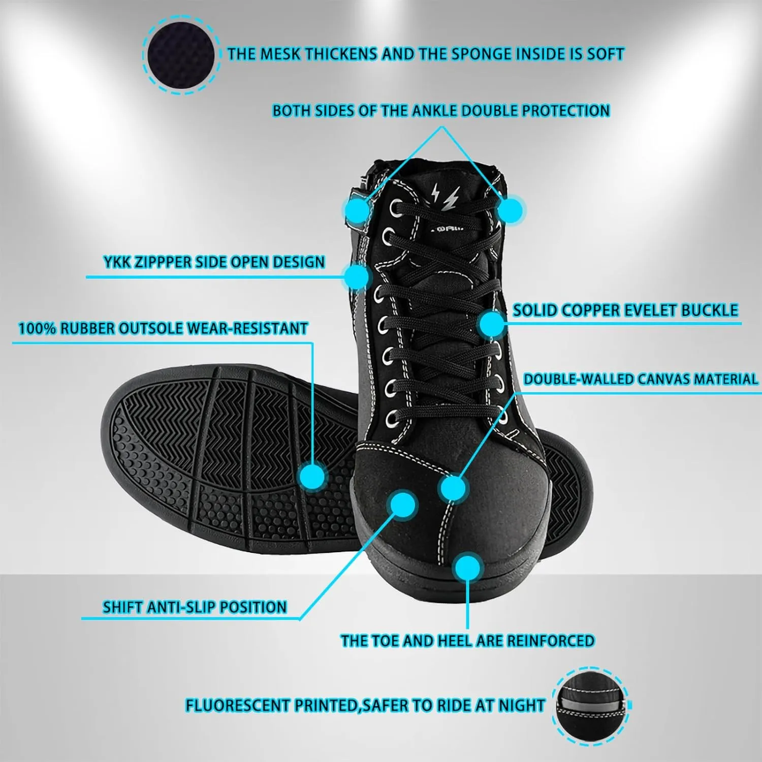 1Storm Men's Motorcycle Boots Rider Racing Black Hiking Trekking Outdoor Boots