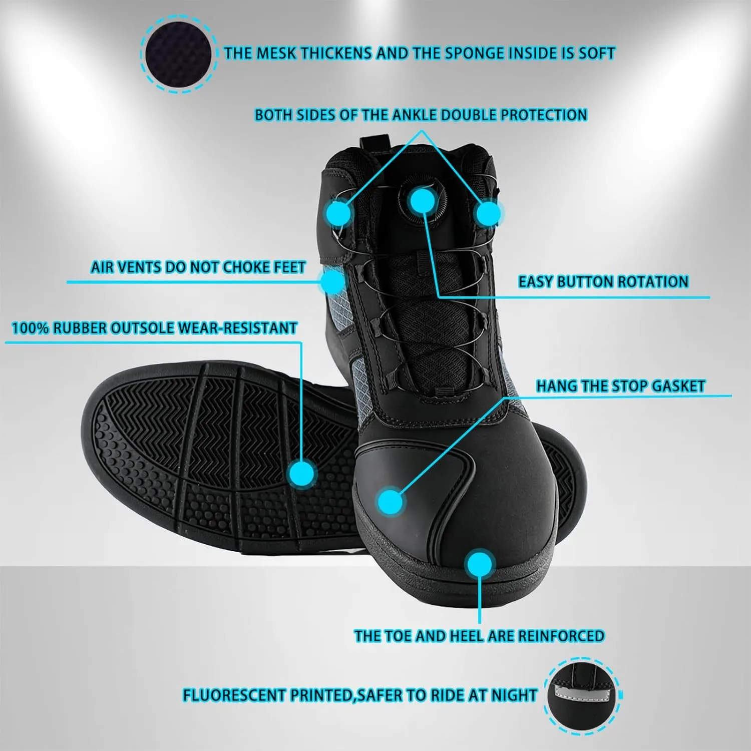 1Storm Men's Motorcycle Boots Rider Racing Black Hiking Trekking Outdoor Boots