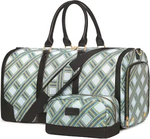 2Pcs Weekender Bags for Women with Toiletry Bag Shoe Compartment Cheap Overnight Bag Carry on Tote Duffle Bag for Travel Clearance Flight Approved, Green