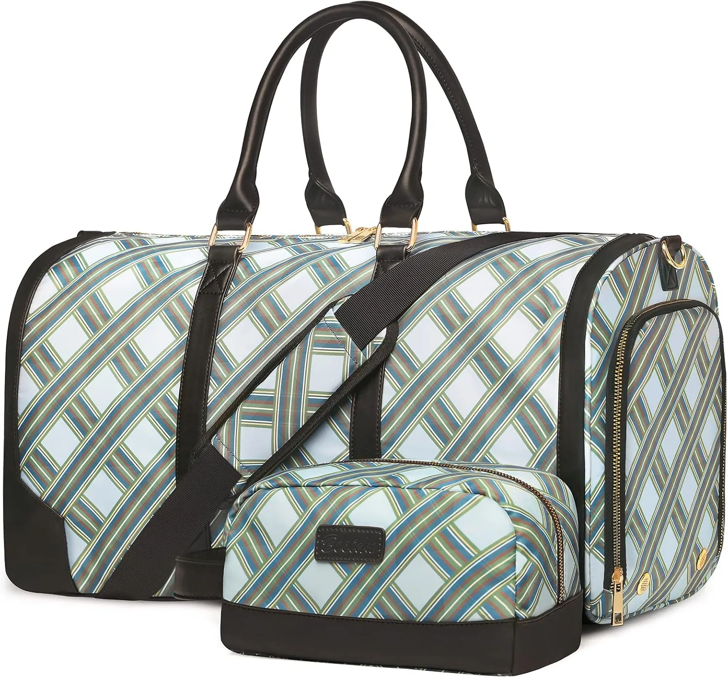 2Pcs Weekender Bags for Women with Toiletry Bag Shoe Compartment Cheap Overnight Bag Carry on Tote Duffle Bag for Travel Clearance Flight Approved, Green