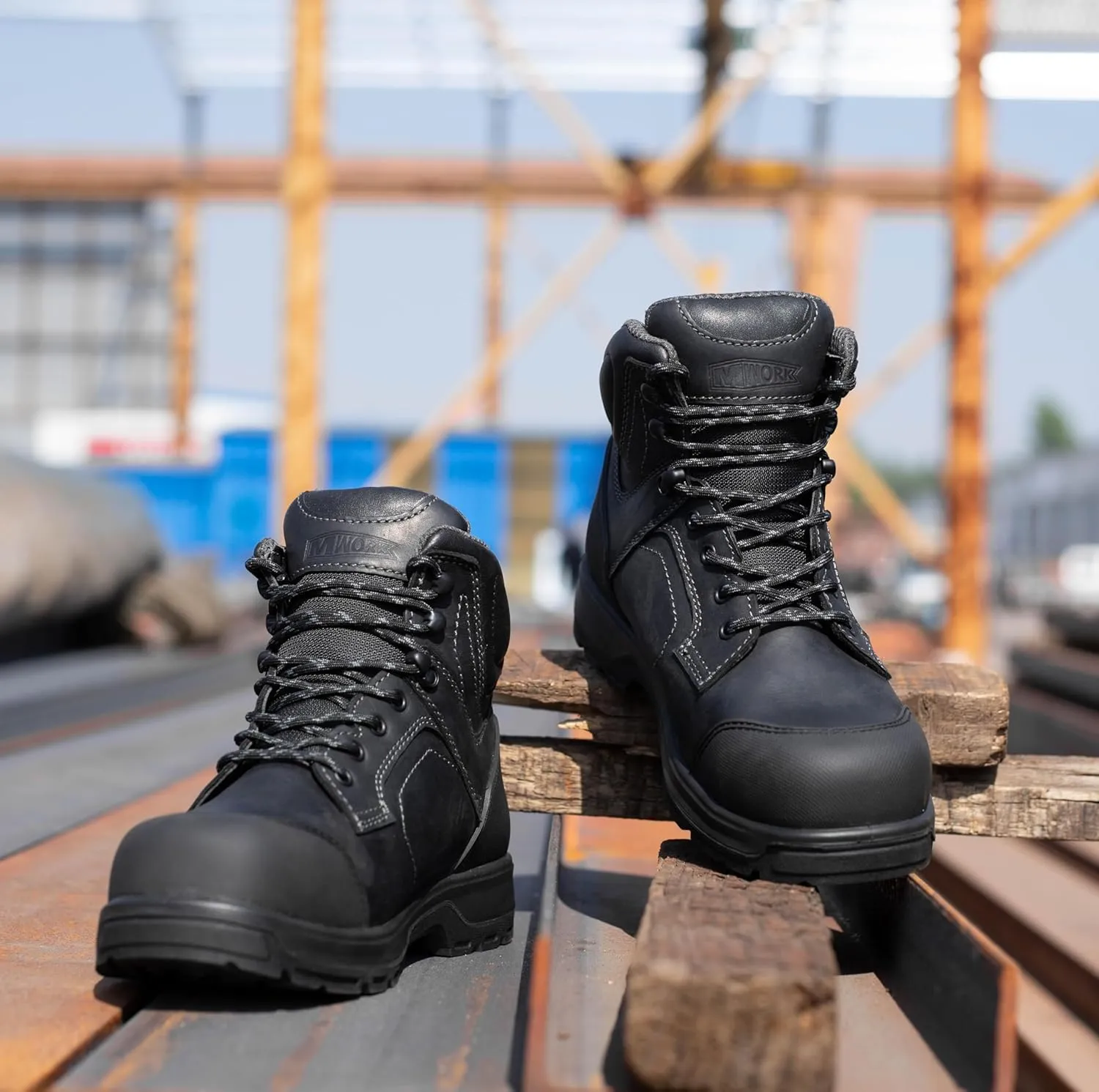 6" Work Boots For Men Waterproof Leather ASTM F2413-18 Composite Safety Toe EH Rated Arch Support Anti Fatigue