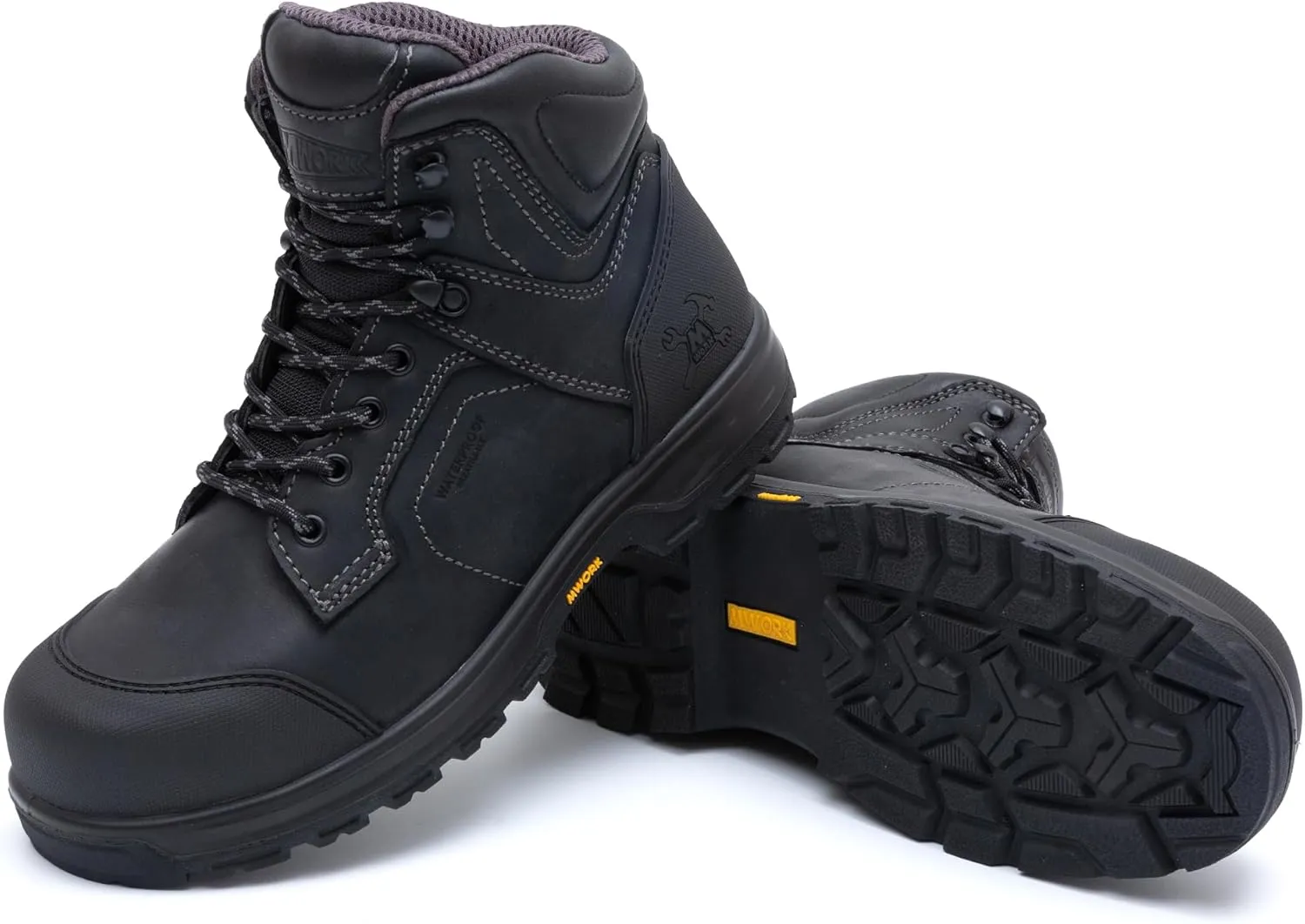 6" Work Boots For Men Waterproof Leather ASTM F2413-18 Composite Safety Toe EH Rated Arch Support Anti Fatigue