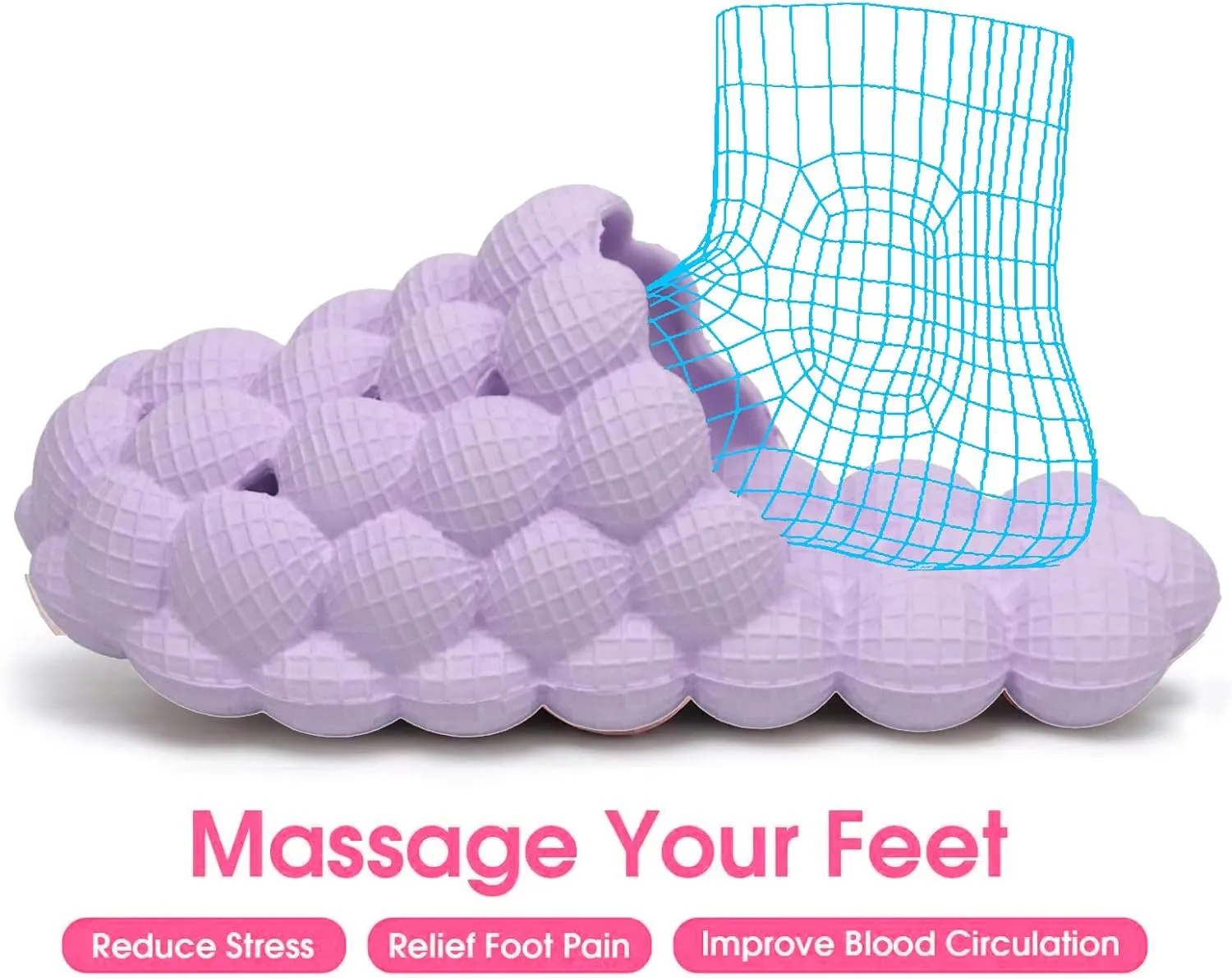 Afellicy Massage Bubble Slides for Women and Men,Funny Golf Spa Slippers Indoor and Outdoor Non-Slip Bath Shower Shoes Bedroom House Gym Basketball Slides Pillow Sandals Breathe Slipper