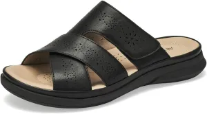 ALLOT Women's Slide Sandals Slip On Open Toe Dressy Summer Flat Sandals Arch Support Adjustable Straps Comfortable Beach Walking Shoes