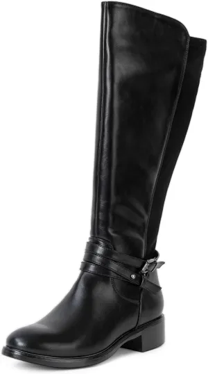 Alpine Swiss Erica Womens Knee High Riding Boots Stretch Calf Low Block Heel Boots