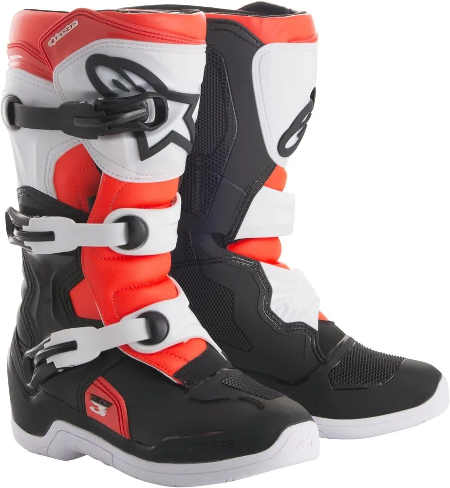 Alpinestars Youth Tech 3S Boots-Black/White/Red Flo-Y8