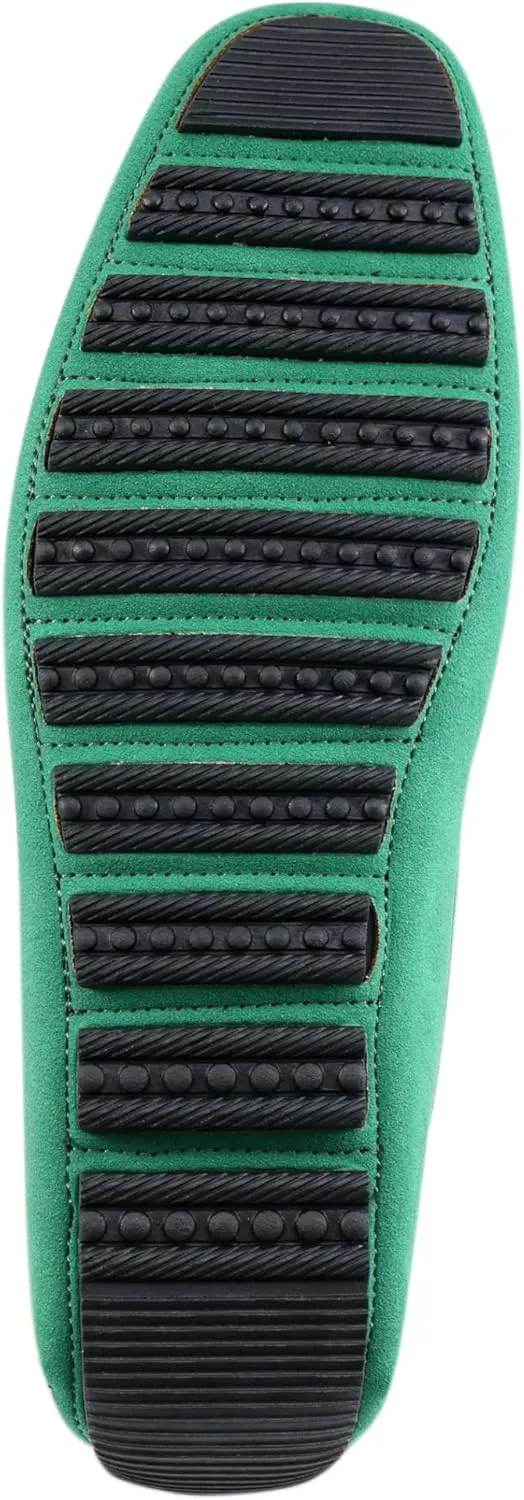 Amali Driving Moccasins, Faux Leather with Enamel Horse-Bit Ornament & Soft Lining, Comfortable & Stylish Mens Dress Loafers for Everyday Wear