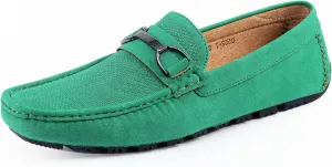 Amali Driving Moccasins, Faux Leather with Enamel Horse-Bit Ornament & Soft Lining, Comfortable & Stylish Mens Dress Loafers for Everyday Wear