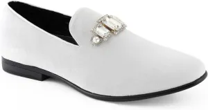 Amali Tiago- The Original Men's Faux Velvet Slip On Loafer with Jeweled Bit and Matching Piping - Mens Smoking Slip On Shoes - Formal Tuxedo Dress Shoe Loafers for Men