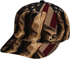 American Flag with Cowboy Boots Baseball Cap Adjustable Golf Dad Hat Sports Cap Outdoor for Running Workouts