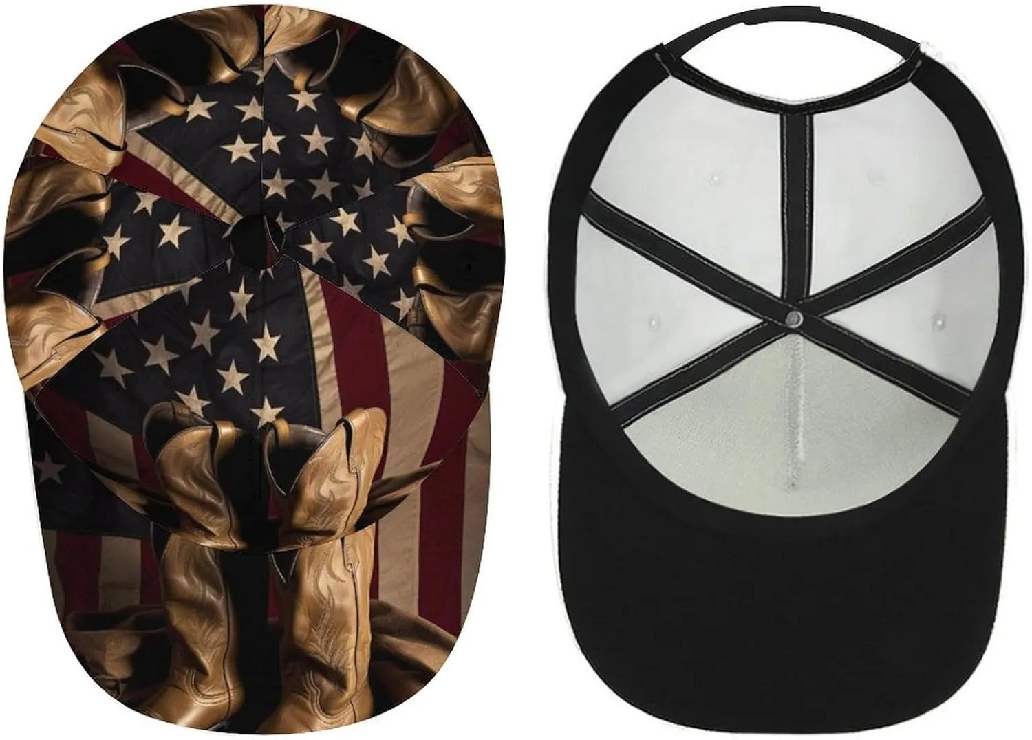 American Flag with Cowboy Boots Baseball Cap Adjustable Golf Dad Hat Sports Cap Outdoor for Running Workouts