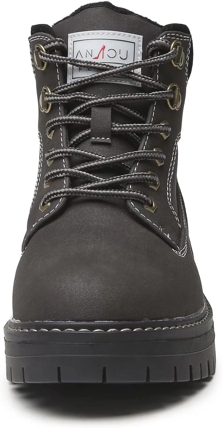 ANJOUFEMME Work Winter Hiking Boots For Women - Womens Snow Outdoor Casual Lace up Ankle Boots Waterproof Lightweight Warm Backpacking Walking Hiking Shoes