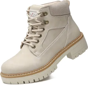 ANJOUFEMME Work Winter Hiking Boots For Women - Womens Snow Outdoor Casual Lace up Ankle Boots Waterproof Lightweight Warm Backpacking Walking Hiking Shoes