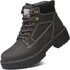 ANJOUFEMME Work Winter Hiking Boots For Women - Womens Snow Outdoor Casual Lace up Ankle Boots Waterproof Lightweight Warm Backpacking Walking Hiking Shoes
