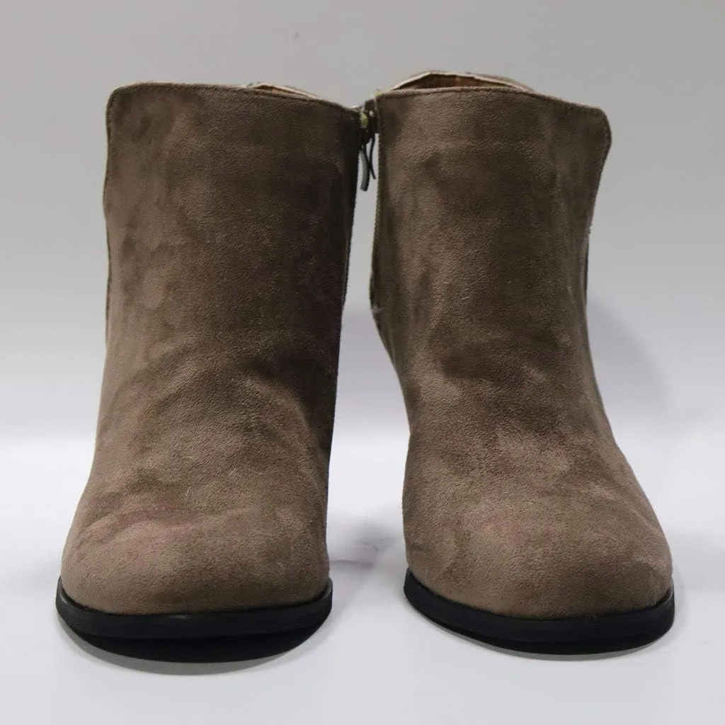 Ankle Boots for Women Winter Fashion Round Toe Booties Leather Platform Wedges Boots Back Zip Vintage Snow Booties