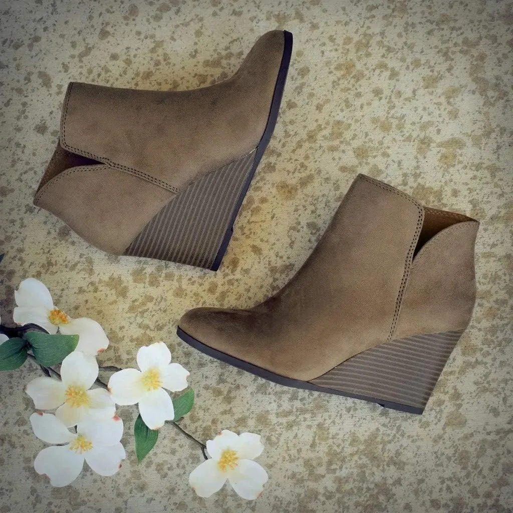 Ankle Boots for Women Winter Fashion Round Toe Booties Leather Platform Wedges Boots Back Zip Vintage Snow Booties