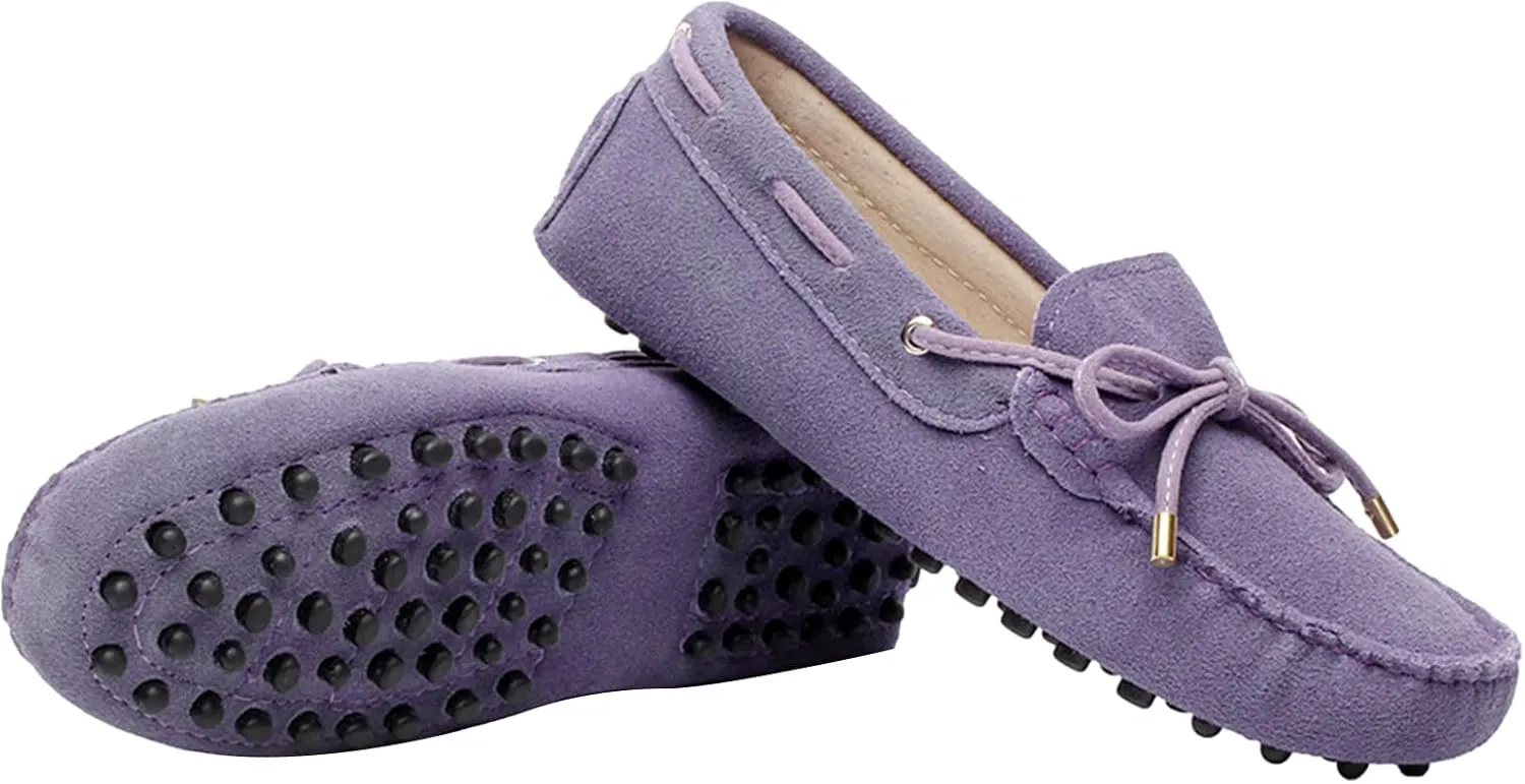 ANUFER Women's Classic Suede Penny Loafers Comfort Handmade Slipper Moccasins