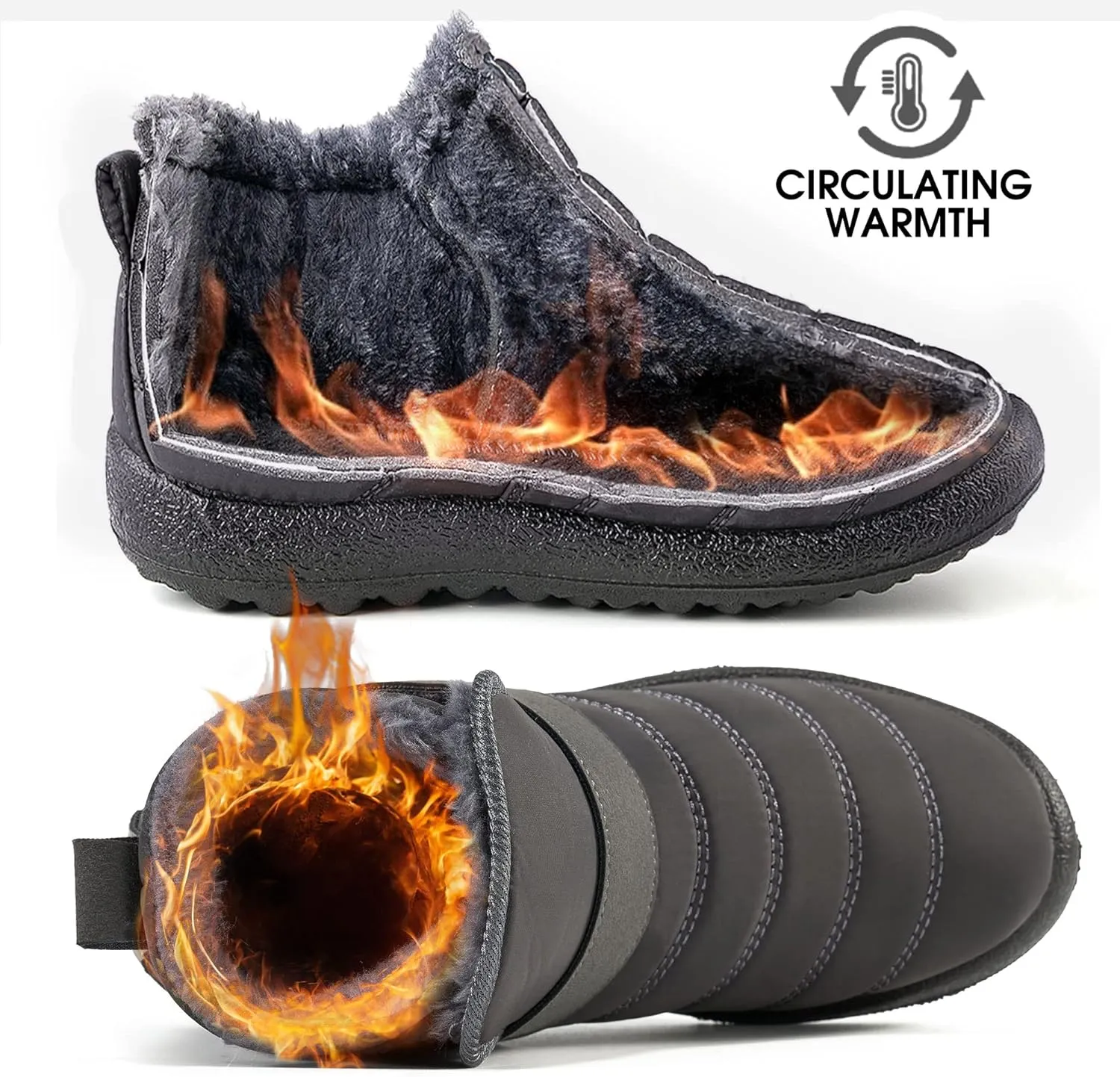 Aomigoct Boys Girls Winter Snow Boots: Waterproof Toddler Little Kid Boot with Fur Lined Easy Handles Unisex Child Warm Booties Comfortable Non Slip Walking