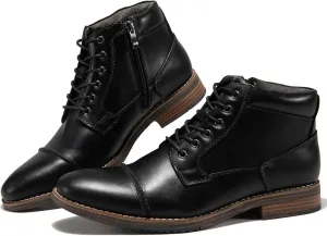 Arkbird Mens Oxford Leather Dress Boots Classic Cap Toe Side Zip Mid Top Casual Ankle Boots for Men