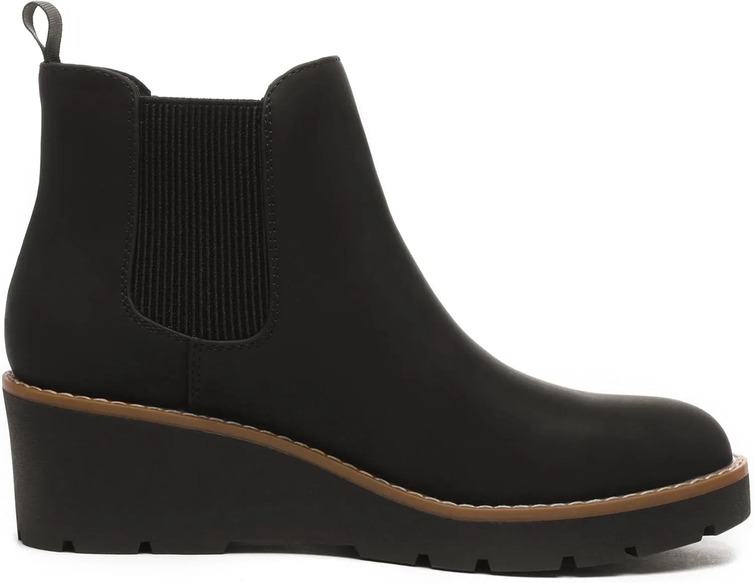 Athlefit Women's Chelsea Wedge Boots Elastic Platform Lug Sole Slip on Wedge Ankle Booties