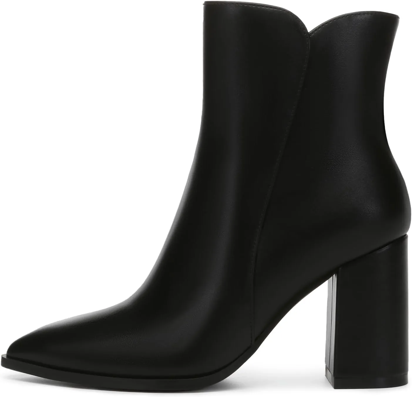 Athlefit Women's Heeled Ankle Boots Fashion Pointed Toe Chunky Block Heel Side Zipper Short Booties