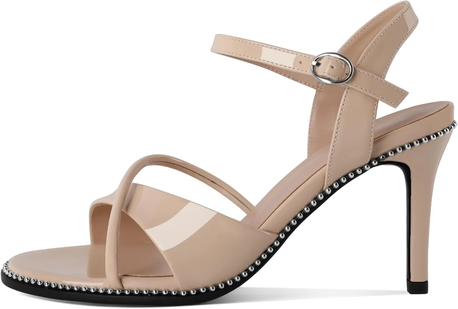 AUMOTED Women Stiletto High Heels Peep Open Toe Sandals Criss Cross Strappy Heels Wedding Office Cute Party Classic 3.1 Inch Summer Heels