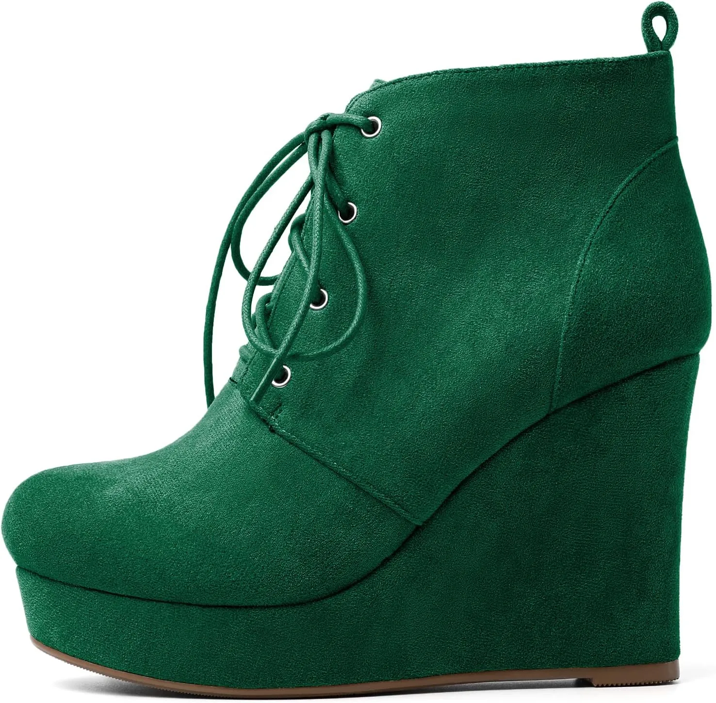 AUMOTED Women's Ankle Boots Wedge Platform Bootie Round Toe Lace up Wedge Heels Boots 4 Inch Warm Boots for Party Evening Shoes
