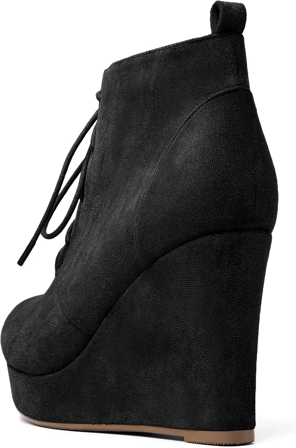 AUMOTED Women's Ankle Boots Wedge Platform Bootie Round Toe Lace up Wedge Heels Boots 4 Inch Warm Boots for Party Evening Shoes