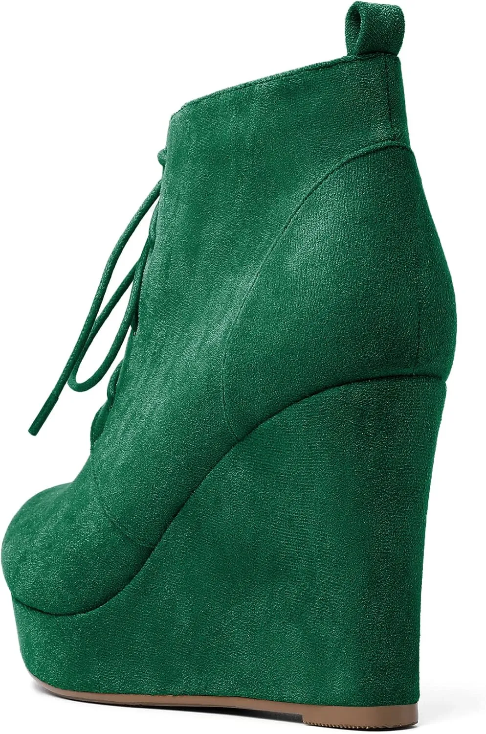 AUMOTED Women's Ankle Boots Wedge Platform Bootie Round Toe Lace up Wedge Heels Boots 4 Inch Warm Boots for Party Evening Shoes