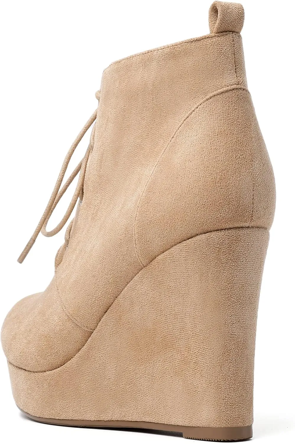 AUMOTED Women's Ankle Boots Wedge Platform Bootie Round Toe Lace up Wedge Heels Boots 4 Inch Warm Boots for Party Evening Shoes