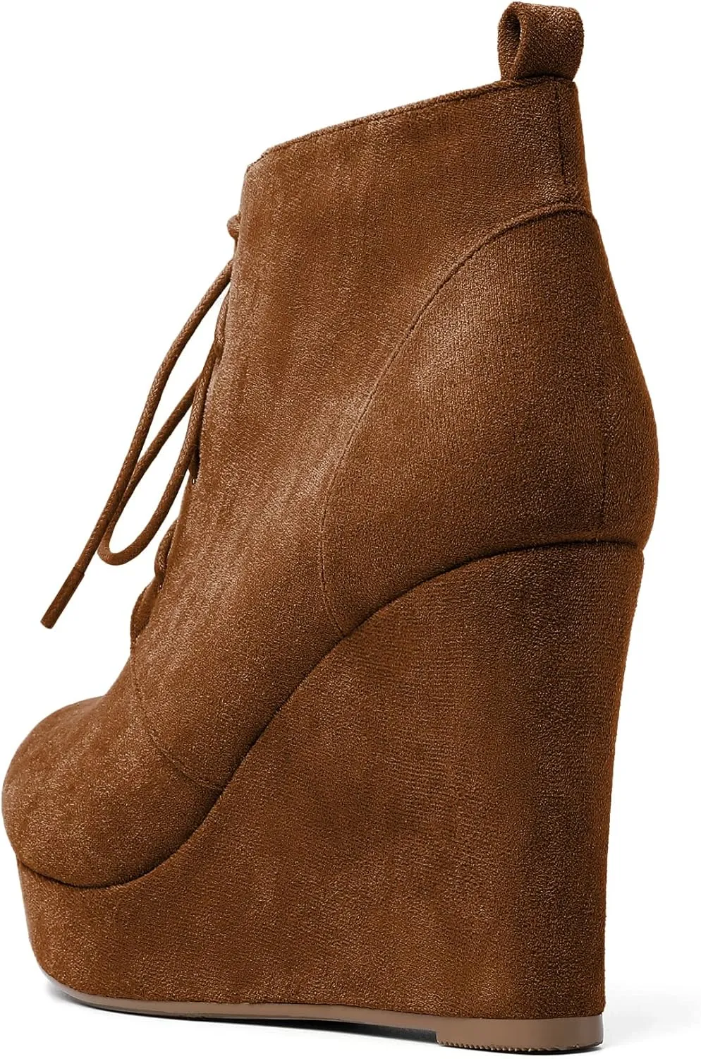 AUMOTED Women's Ankle Boots Wedge Platform Bootie Round Toe Lace up Wedge Heels Boots 4 Inch Warm Boots for Party Evening Shoes