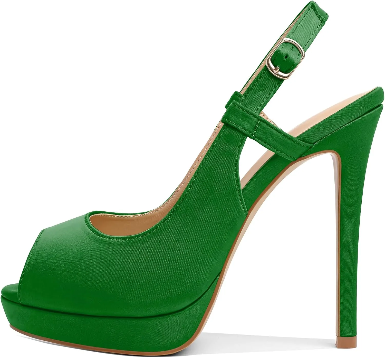 AUMOTED Women's High Heel Slingback Pumps Stilettos High Heels Patent Slingback Pumps Solid Peep Toe Platform Stilettos Pumps Dating Party Dress Shoes 4.7 Inch