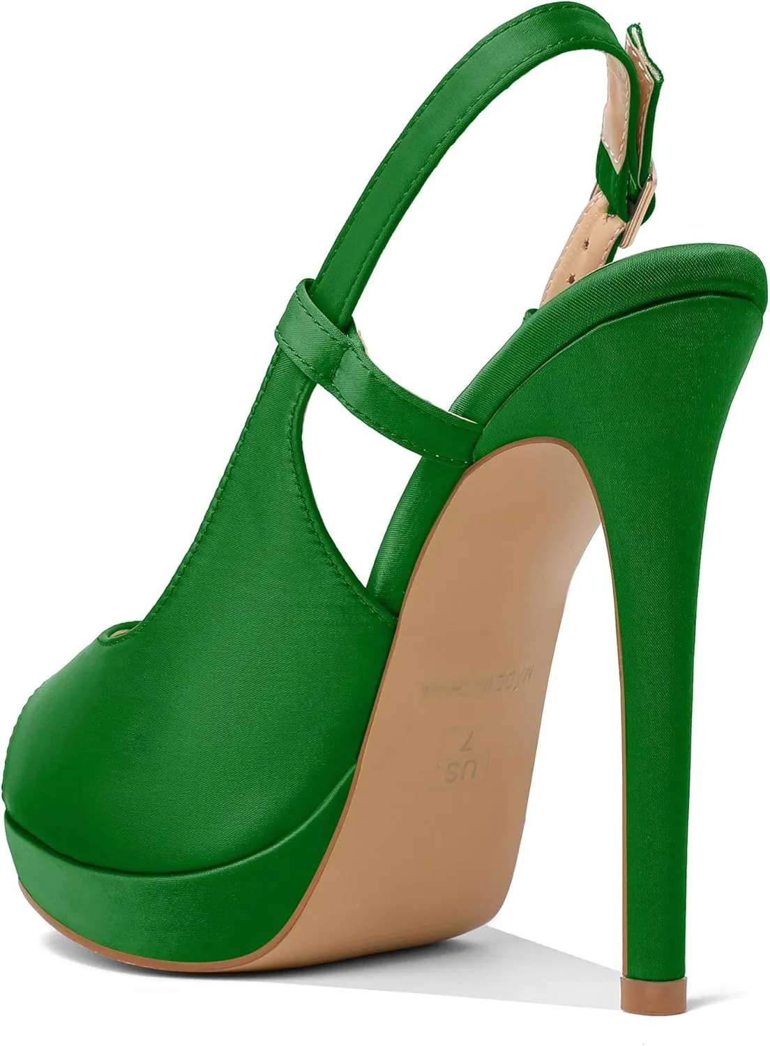 AUMOTED Women's High Heel Slingback Pumps Stilettos High Heels Patent Slingback Pumps Solid Peep Toe Platform Stilettos Pumps Dating Party Dress Shoes 4.7 Inch