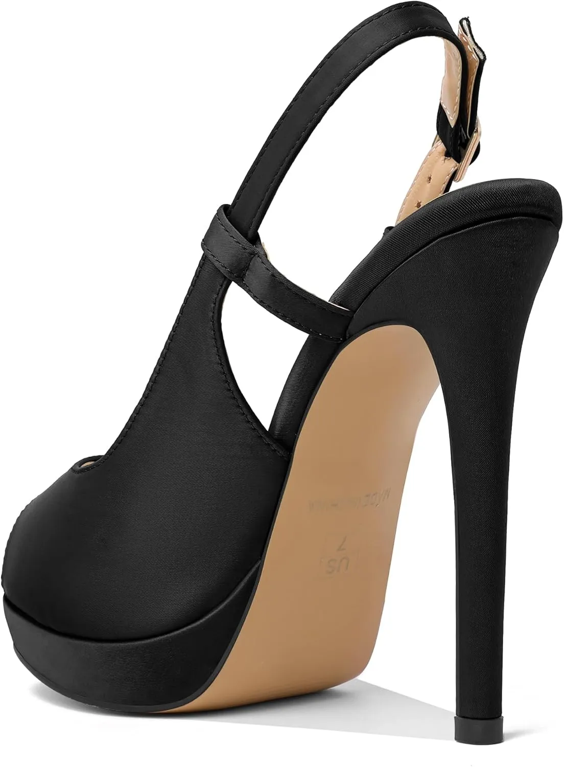 AUMOTED Women's High Heel Slingback Pumps Stilettos High Heels Patent Slingback Pumps Solid Peep Toe Platform Stilettos Pumps Dating Party Dress Shoes 4.7 Inch