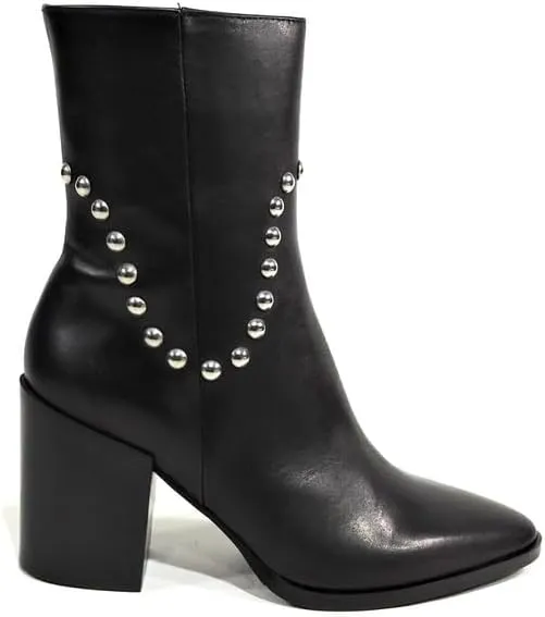 Baldinini Studded Leather Ankle Boots, Block Heel, Black