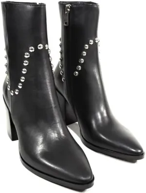 Baldinini Studded Leather Ankle Boots, Block Heel, Black