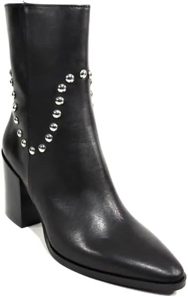 Baldinini Studded Leather Ankle Boots, Block Heel, Black