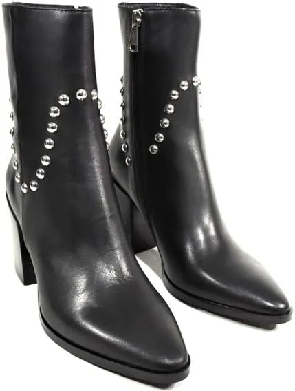 Baldinini Studded Leather Ankle Boots, Block Heel, Black