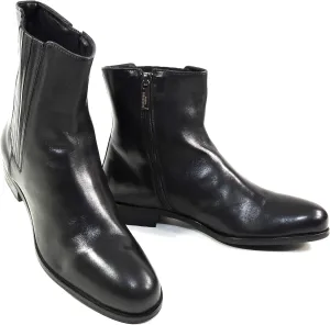 Baldinini Women's Black Leather Ankle Boots, Fur Lined, Winter Chelsea Style