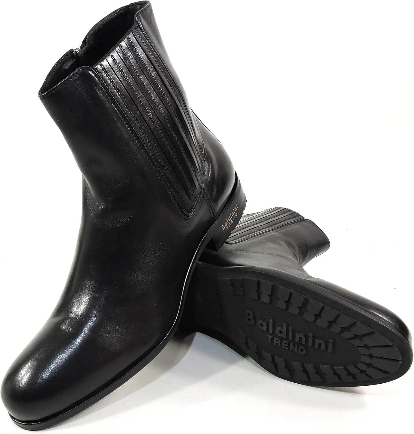Baldinini Women's Black Leather Ankle Boots, Fur Lined, Winter Chelsea Style