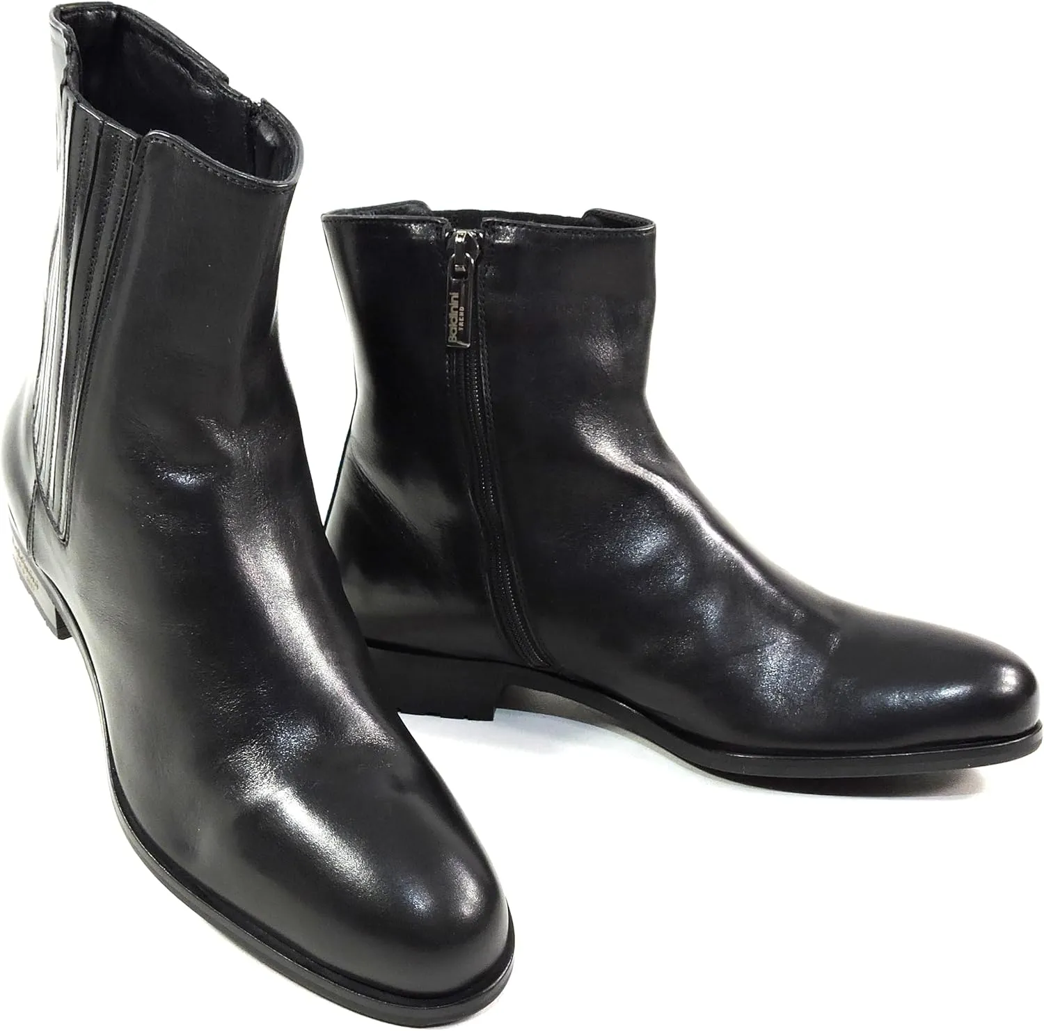 Baldinini Women's Black Leather Ankle Boots, Fur Lined, Winter Chelsea Style