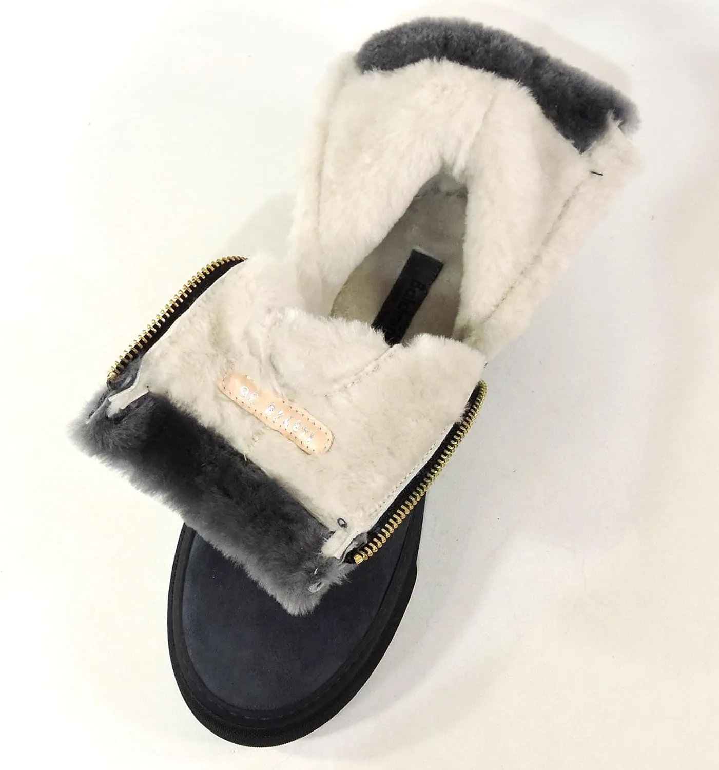 Baldinini Women's Grey Suede Fur-Lined Flat Ankle Boots
