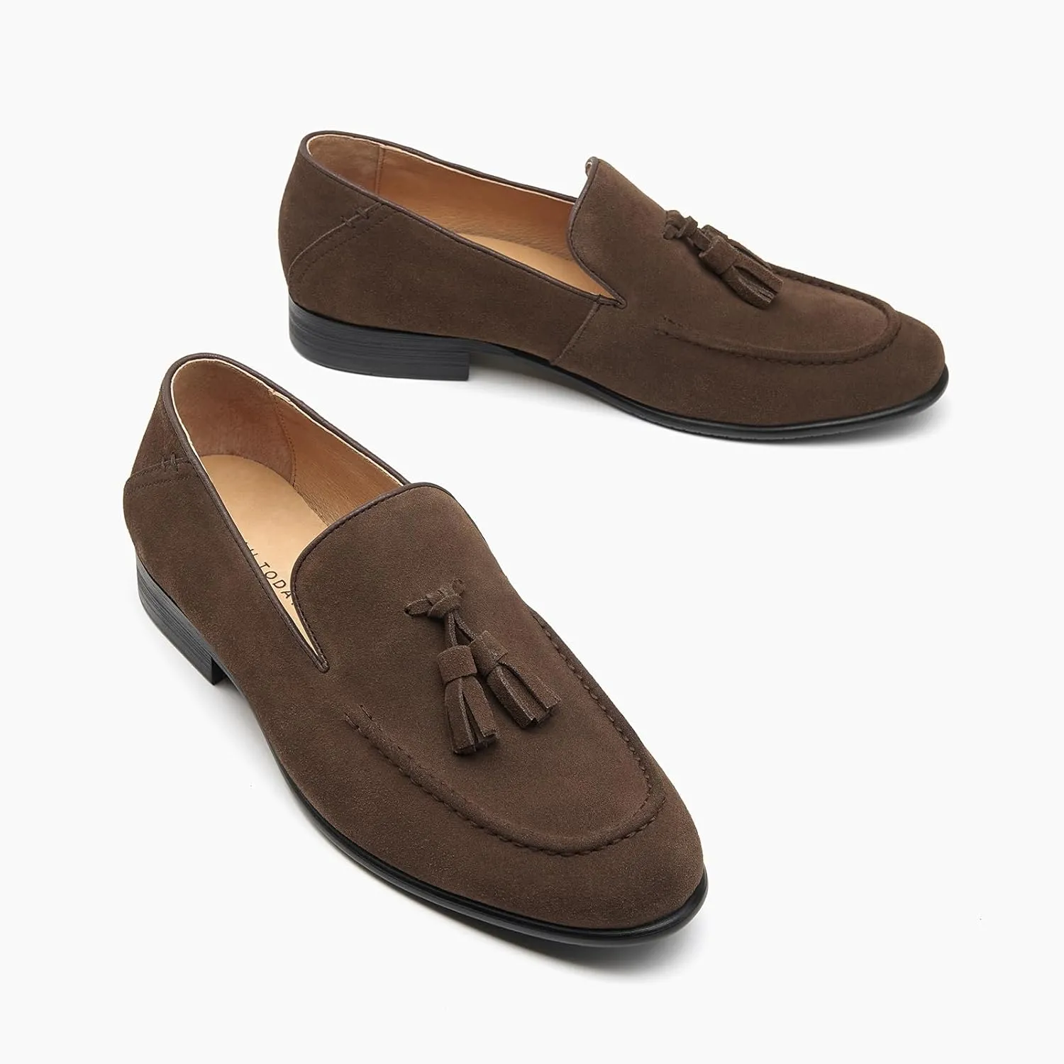BEAU TODAY Loafers for Men, Genuine Leather Suede Loafers, Lightweight Slip-on Mens Flat Moccasins, Casual Men's Penny Loafers Driving Shoes